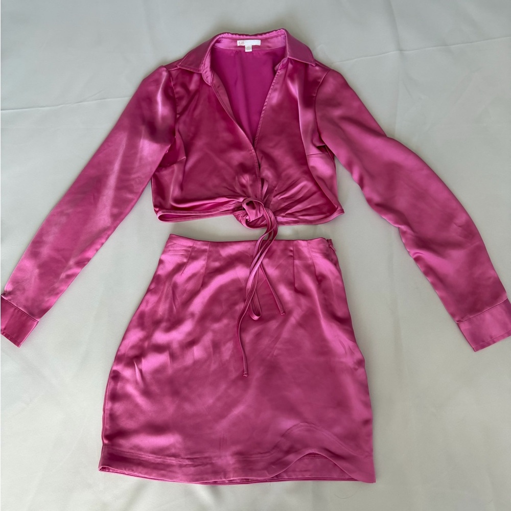 GB Girls Fuchsia Satin Skirt Set